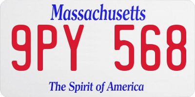 MA license plate 9PY568