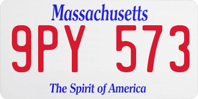 MA license plate 9PY573
