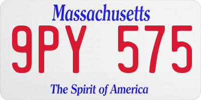 MA license plate 9PY575