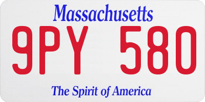 MA license plate 9PY580