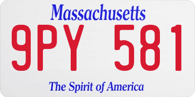 MA license plate 9PY581
