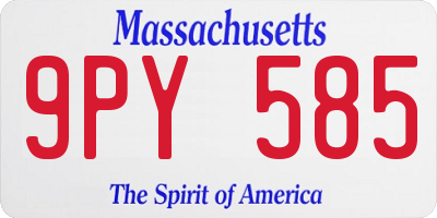 MA license plate 9PY585