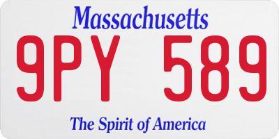 MA license plate 9PY589