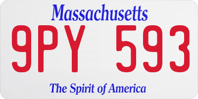 MA license plate 9PY593