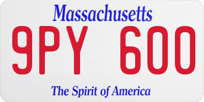 MA license plate 9PY600