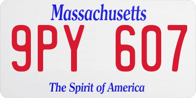 MA license plate 9PY607