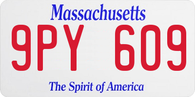 MA license plate 9PY609