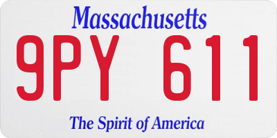 MA license plate 9PY611