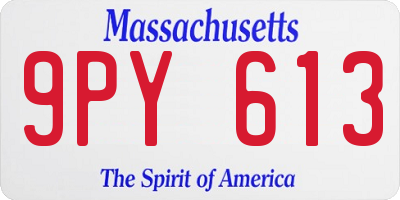 MA license plate 9PY613