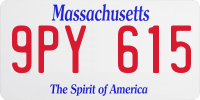 MA license plate 9PY615
