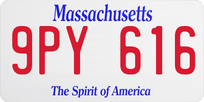 MA license plate 9PY616