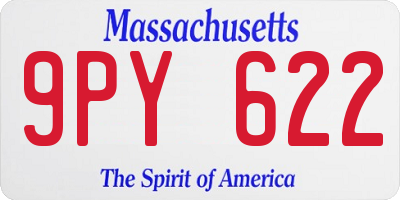 MA license plate 9PY622