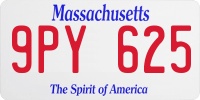 MA license plate 9PY625