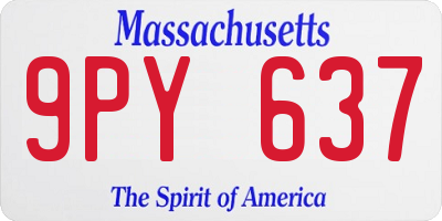 MA license plate 9PY637