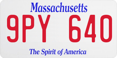 MA license plate 9PY640
