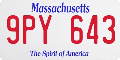 MA license plate 9PY643