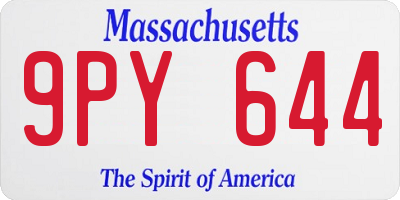 MA license plate 9PY644