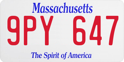 MA license plate 9PY647
