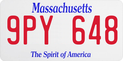MA license plate 9PY648