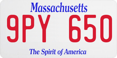 MA license plate 9PY650