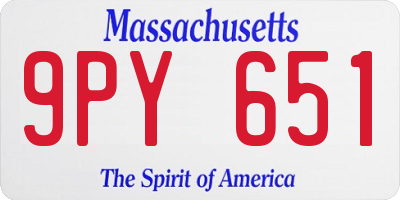 MA license plate 9PY651