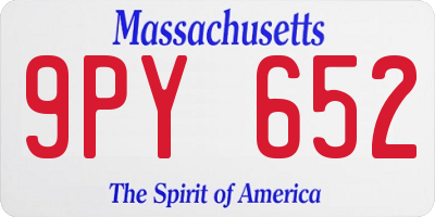 MA license plate 9PY652