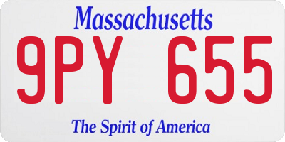 MA license plate 9PY655
