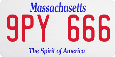 MA license plate 9PY666