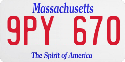 MA license plate 9PY670