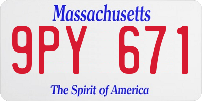 MA license plate 9PY671