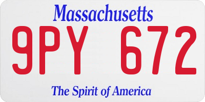 MA license plate 9PY672