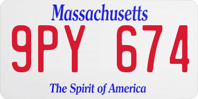 MA license plate 9PY674