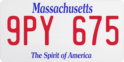 MA license plate 9PY675