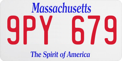 MA license plate 9PY679