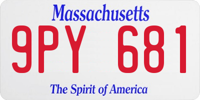 MA license plate 9PY681