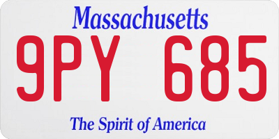 MA license plate 9PY685