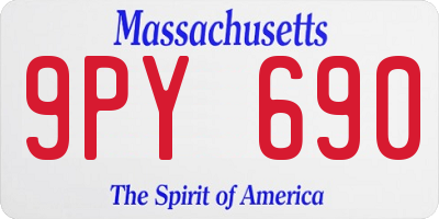 MA license plate 9PY690