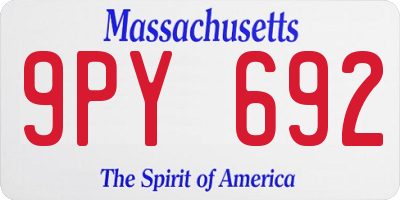 MA license plate 9PY692