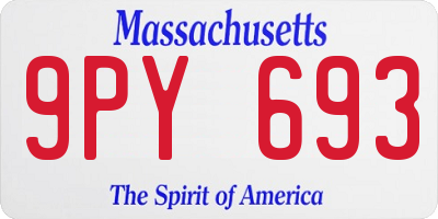 MA license plate 9PY693
