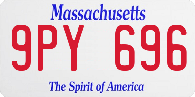 MA license plate 9PY696