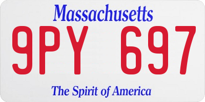 MA license plate 9PY697