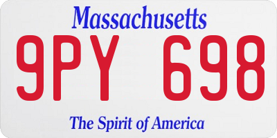 MA license plate 9PY698