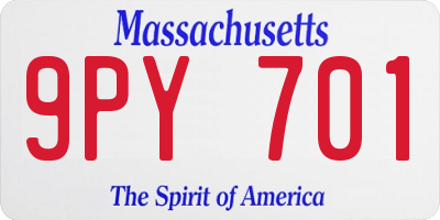 MA license plate 9PY701