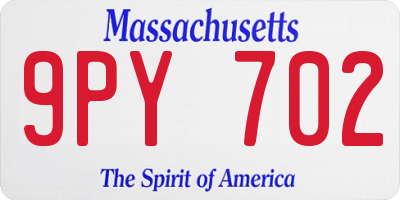 MA license plate 9PY702