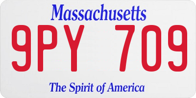 MA license plate 9PY709