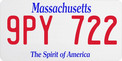 MA license plate 9PY722