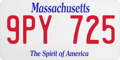 MA license plate 9PY725