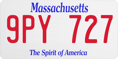 MA license plate 9PY727
