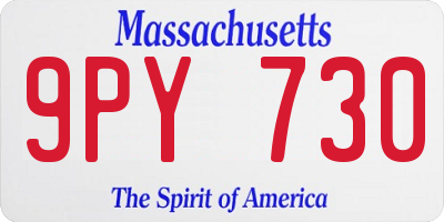 MA license plate 9PY730