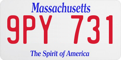 MA license plate 9PY731